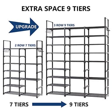 Mavivegue 9-Tier Metal Shoe Rack - Holds 50-55 Pairs, Tall Storage Shelf for Shoes, Boots, Entryway, Closet, Garage - Image 8