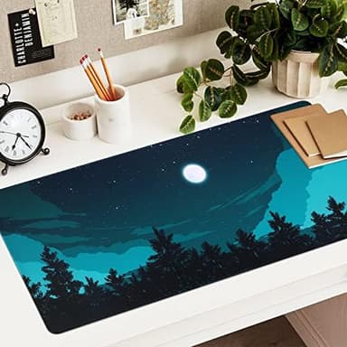 iCasso Extended Gaming Mouse Pad (35.4x15.7 in), Large 3mm Non-Slip Rubber Base Mousepad with Stitched Edges, Waterproof Keyboard Mouse Mat Desk Pad for Work, Game, Office, Home - Silent Night - Image 7