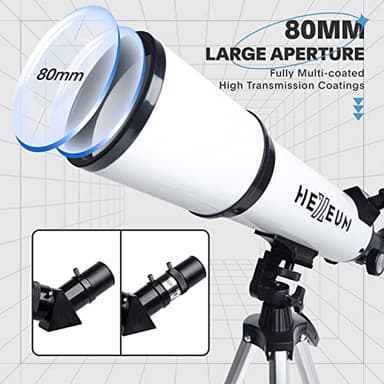 Telescope 80mm Aperture 600mm - Astronomical Portable Refracting Telescopes Fully Multi-Coated High Transmission Coatings AZ Mount with Tripod Phone Adapter, Wireless Control, Carrying Bag. - Image 2