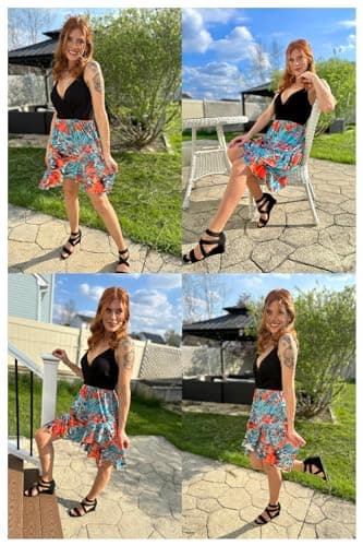 ULTRANICE Womens 2025 Summer Dresses Sundress Casual Dress Spring Trendy Floral Flowy Wrap Beach Vacation Outfits Hawaiian Tropical Spaghetti Strap V Neck Dress(Black Blue Orange Floral,XL) - Image 3