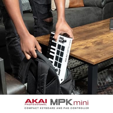 Akai Professional MPK Mini MK3 - 25 Key USB MIDI Keyboard Controller With 8 Backlit Drum Pads, 8 Knobs, Music Production Software and Native Instruments Sound Package (NKS Integration), White - Image 12