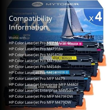 414X Toner Cartridges 4 Pack High Yield MFP M479fdw with Chip Compatible Replacement for HP 414X 414A for Color Laserjet Pro MFP M479fdw M479fdn M479dw M454dw M454dn M479 Printer Ink W2020X W2020A - Image 3