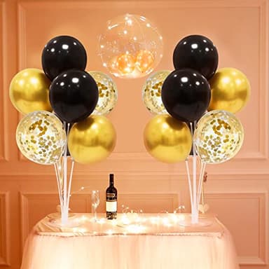 ZJDHPTY Black and Gold Party Decorations Balloon Stand Table Centerpieces for Birthday Wedding Retirement Anniversary Father's Day Halloween New Years Graduation Decorations 2025 (Black gold set4) - Image 5