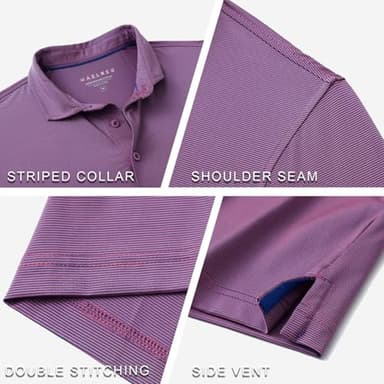 MAELREG Men’s Polo Shirts Short Sleeve Quick Dry Performance Lightweight Pinstriped Collared Polo Shirt for Men - Image 5