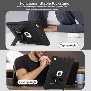 Rantice Case for 9th/8th/7th Generation, Hybrid Shockproof Rugged Drop Protective Case with Kickstand for iPad 10.2 Inch (2021/2020/2019 Release), Black - Image 4