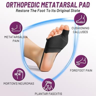 LEOWEER 4 Sizes,Extra Thick Gel Pads & Adjustable Straps for Metatarsalgia relief.Orthopedic Metatarsal Pad,Breathable Ball of Foot Cushion with Anti-Slip Heel Grip, - Image 3