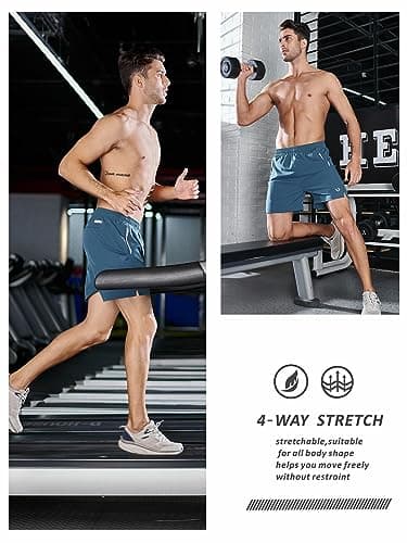 NORTHYARD Men's Running Athletic Shorts 5"/ 7"/ 9" Workout Gym Short Tennis Quick Dry Active Sport Hiking Basketball-5'' Greyblue-M - Image 4