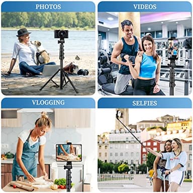 Nineigh Phone Tripod, 70" Selfie Stick Tripod Stand Cell Phone Tripods with Remote Phone Holder Carry Bag, Aluminum Alloy Selfie Stick Tripods, Compatible with iPhone Samsung GoPro Smartphone - Image 2