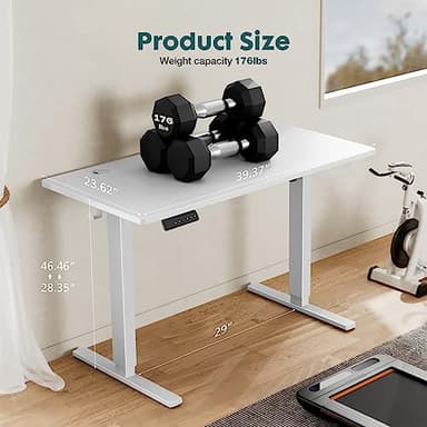 SMUG Standing Desk, Adjustable Height Electric Sit Stand Up Down Computer Table, 40x24 Inch Ergonomic Rising Modern Lift Motorized Gaming Desktop Workstation for Work Home Office, White - Image 5
