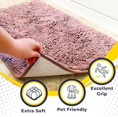 Muddy Mat® Original Dog Door Mat for Muddy Paws, Super Absorbent Microfiber, Non-Slip Washable Pet Rug, Quick Dry Chenille Entryway Carpet, Machine Washable Indoor Outdoor mat, Pink 24"x35" - Image 2