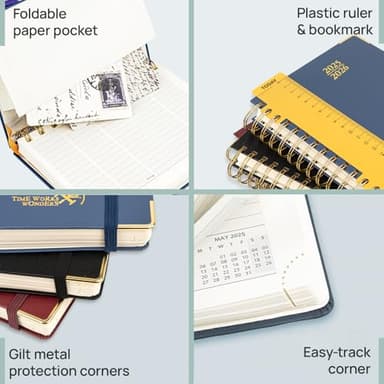 POPRUN Academic Planner 2025-2026 (July 2025-June 2026), Daily Weekly and Monthly Appointment Book (Wirebound Hard Cover - 10'' x 8'') with Hourly Time Slots, Tabs, 100 GSM - Light Pink - Image 6