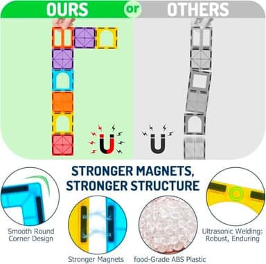 EchoPlan Magnetic Tiles, 130PCS Magnetic Blocks with 2 Cars, Magnet Tiles 3D Clear Building Blocks Set, STEM Sensory Educational Toys Gift for Toddlers Kids Boys 3 4 5 6 7 8 9+ Year Old - Image 5