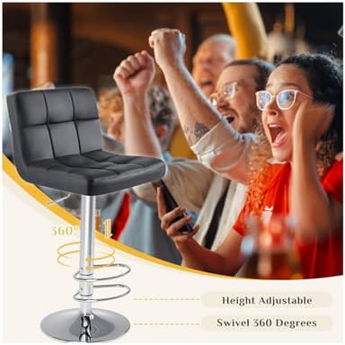 DUMOS Bar Stools Set of 4, 24 inch Counter Height Bar Stools, Upholstered Modern Kitchen Barstools with Metal Base, PU Leather Saddle Stools for Kitchen Island, Black - Image 7