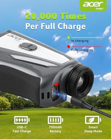 Acer Golf Rangefinder with Slope - 1200 Yards Laser Range Finder for Hunting, 6X Magnification Rangefinders Golf with Flag Pole Locking Vibration, Rechargeable Magnetic Golfing Gift for Men - Image 7