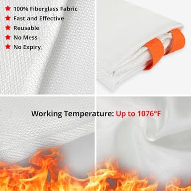 SecuCaptain Emergency Fire Blanket for Home and Kitchen - 2 Pack 40"x40" Flame Suppression Fiberglass Fire Blankets for House Camping Car Office Warehouse Emergency Survival Safety - Image 5
