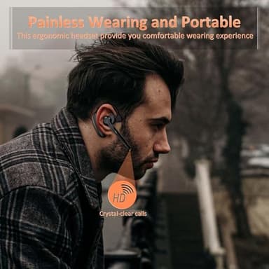 AMINY Wireless Bluetooth Headset with Microphone 30 Hrs Talking Time V5.3 Auriculares Bluetooth Earpiece,AI Noise Cancelling Bluetooth Earphones for Trucker Office Home - Image 3