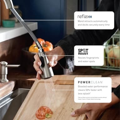 Moen 87233SRS Adler One-Handle High Arc Pulldown Kitchen Faucet with Power Clean, 24.7" L x 12.3" W x 14.6" H, Spot Resist Stainless - Image 3