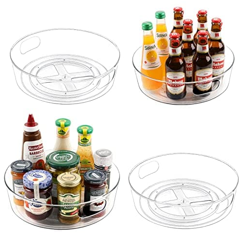 GUZON 4 Pack Lazy Susan Organizer for Cabinet, Upgraded 11.5" Clear Turntable Organizer with Handles and Raised Edge, Pantry Organizers and Storage for Kitchen, Refrigerator, Bathroom, Table - Image 1