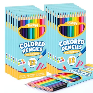 Toidgy 144 Count Colored Pencils for Kids, 12 Packs Colored Pencils Bulk 12 Colors, Pre-sharpened Color Pencils for Adults, Bulk School Supplies for Teachers, Back to School Supplies, Classroom Prizes - Image 1