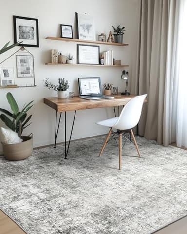 RELEANY Washable Area Rugs 6'x9' Non-Slip Modern Abstract Soft for Living Room Entryway Bedroom Nursery, Print Pattern, Gray White Grey - Image 9