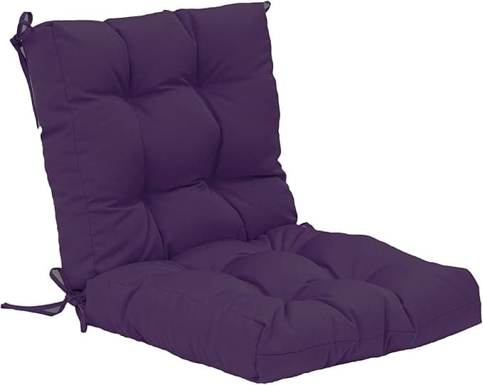 QILLOWAY Outdoor Seat/Back Chair Cushion Tufted Pillow, Spring/Summer Seasonal All Weather Replacement Cushions. (Purple - Image 1