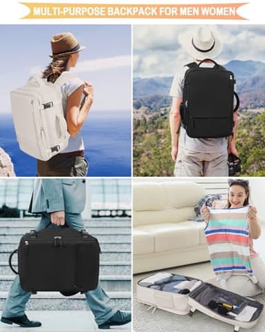 Getravel Travel Backpack For Women, Airline Approved Personal Item Bag, Carry On Backpack,17 Inch Laptop School Backpack, Waterproof Casual Overnight Bag, Hiking Backpack (Beige) - Image 7