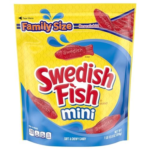 SWEDISH FISH Mini Soft & Chewy Candy, Family Size, 1.8 lb - Image 1