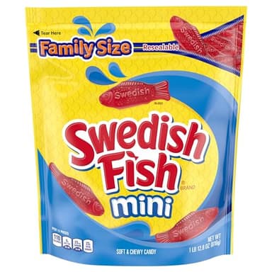 SWEDISH FISH Mini Soft & Chewy Candy, Family Size, 1.8 lb - Image 1