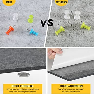 Uoisaiko 12" Large Bulletin Board with 30 Push Pins, Pack of 8 Hexagon Felt Pin Board Notice Boards for Home Office Kitchen, Felt Wall Tiles for Photos Memos - Image 6