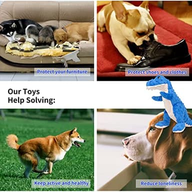 DODODOLA Dog Toys Dinosaur Dog Toy Blue Stuffed Animals Chew Toy Plush Squeaky Dog Birthday Toys for Small Large Big Dogs - Image 5