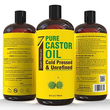 Pure Cold Pressed Castor Oil - Big 32 fl oz Bottle - Unrefined & Hexane Free - 100% Pure Castor Oil for Hair Growth, Thicker Eyelashes & Eyebrows, Dry Skin, Healing, Hair Care, Joint and Muscle Pain - Image 5