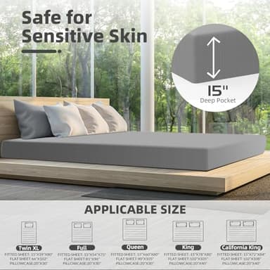 HLLBLL® Grounding Bedding Sheet Set, Bed Sheets and Pillowcase Set, 90% Organic Cotton+10% Pure Silver Organic Fitted Grounded Sheet for Improved Sleep, Pain Relief (Gray, (60.3 * 80 * 15.1inch)) - Image 6