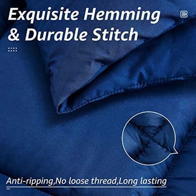 HYLEORY All Season Queen Size Bed Comforter - Cooling Down Alternative Quilted Duvet Insert with Corner Tabs - Winter Warm - Machine Washable - Navy Blue - Image 5