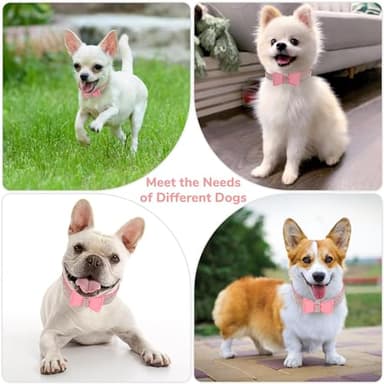 Rhinestone Bowtie Dog Collar for Girls Boys,Cute Dazzling Sparkling Soft Suede Leather Pretty Bling Cat Collars Crystal Diamond Pet for Small Medium Large Puppy Kitty Female Male - Image 6