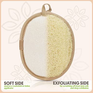 Almooni Natural Loofah Exfoliating Body Scrubber, Made with Natural Egyptian Shower Loofah Sponge, Bath Shower Loofah Sponge for Women and Men, for Face and Body That Gets You Clean - 2 Count (1 Pack) - Image 4