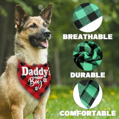 Daddy's Boy Dog Bandana, Daddy's Boy Gift Dog Bandana, Pet Scarf Accessories, Printed Dog Bandanas Gift for Dog Birthday, Christmas, Father’s Day Party, Bandana Gift for Small Medium Large Dogs (D1) - Image 4