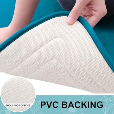 Grandaily Memory Foam Bath Mat Rug 24x16, Ultra Soft, Non-Slip and Absorbent Bathroom Rugs, Machine Wash Dry, Comfortable Bath Carpet for Bathroom Floor, Tub and Shower, Peacock Blue - Image 5