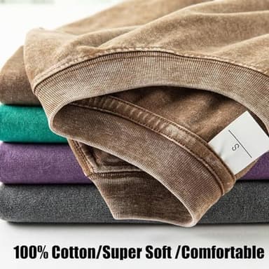 2 Pack Men's Oversized Cotton T-Shirts Loose Fit Vintage Tee Short Sleeve Casual Tshirts Solid Tops(BKCF,2XL) - Image 7