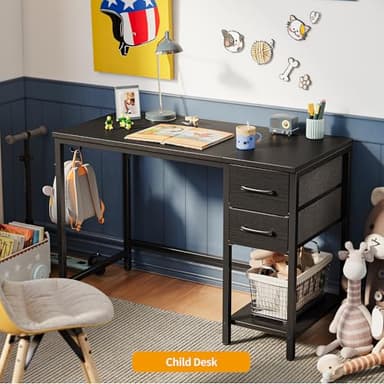 CubiCubi Computer Desk with 2 Drawers, 40 Inch Small Home Office Desk Study Writing Table, Modern Black - Image 7