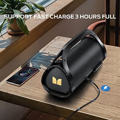 Monster Adventurer Max Bluetooth Speaker with Two Wireless Microphones, IPX7 Waterproof Outdoor Speaker with 100W Powerful Stereo Sound, Portable for Home, Party, Camping, Gold - Image 7