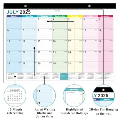 Desk Calendar 2025-2026, AgePlace Wall Calendar 2025 Covers July 2025 - December 2026, 17" X 12" Large Size With Holidays, Desktop Monthly Calendar for Home Classroom School & Office Or teacher Gifts - Image 5