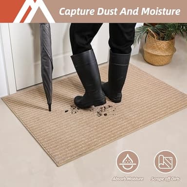 COSY HOMEER Indoor Door Mat Floor Mats Dirt Trapper Wet Shoes and Paws, Front Door Outside Entry Welcome Outdoor Entrance Dog Cat Mat, Anti Slip Washable, 32"x48",Beige - Image 4