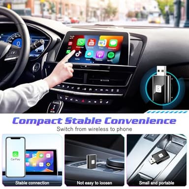 Mini Wireless Carplay Adapter for iPhone, 2025 Stable Universal Wireless carplay Adapter, Fast Convert Factory Wired to Wireless CarPlay Dongle Cars for Apple for iOS - Image 2