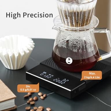 TIMEMORE Coffee Scale Basic 2.0 Electronic Espresso Scale with Water Flow Rate and Timer Function, Free Switching of Ounce/kg Units, Digital Scale for Kitchen/Baking/Cooking, Black - Image 5