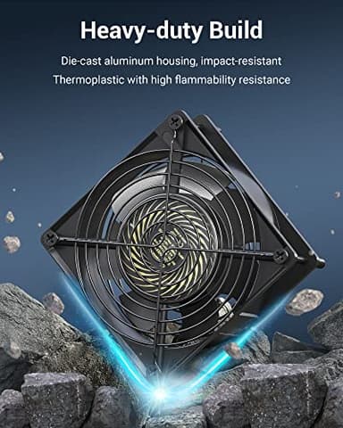 DEWENWILS 2 Pack 120V AC Fan, Waterproof Exhaust Fan 120mm, 18W 2850RPM 90CFM, DIY Cooling Fan for Refrigerator, Computer Case, Compressor Engine, Generator, UL Listed - Image 2