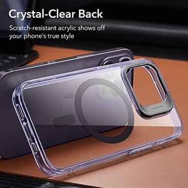 ESR for iPhone 14 Pro Case, Compatible with MagSafe, Built-in Camera Ring Stand, Military-Grade Protection, Magnetic Phone Case for iPhone 14 Pro, Classic Kickstand Case (HaloLock), Clear Purple - Image 7