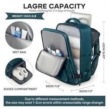 Large Travel Backpack for Women Men, 40L Carry On Backpack, Laptop Waterproof Backpacks, Backpacks for Women, Person Item Flight Approved,Mochila De Viaje - Image 2