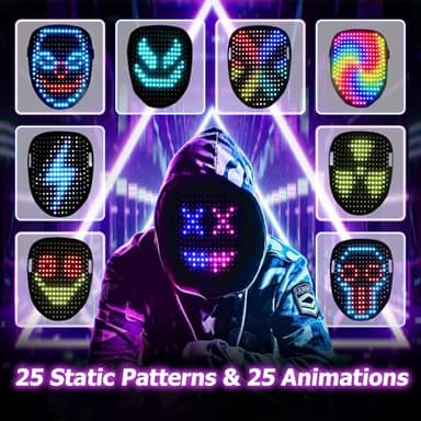 Mr.Pang LED Mask Light up Mask with Gesture Sensing, Cool Face Transforming Mask, Perfect Gifts for Halloween Christmas Birthday Cosplay Party - Image 2