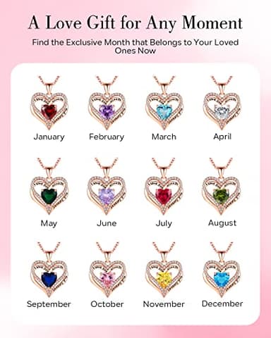 S925 Sterling Silver Necklace for Women, Wife Jewelry, Birthday Gifts, Mom Birthstone Necklaces, Daughter Heart Love Jewel, Gift for Her Anniversary, Oct - Image 6