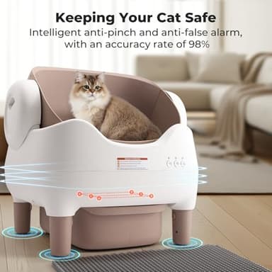 KITPLUS Self Cleaning Litter Box, Automatic Cat Litter Box with APP Control, Odor-Free Waste Disposal Includes Trash Bags, Large Waste Bin, Open-Top, for Multiple Cats - Image 2